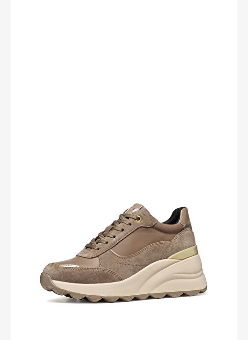 Geox Kadın Vizon D Spherıca Ec13 A - Nappa+Sued Bağcıklı Dolgu Topuklu Deri Spor Sneaker D45WAA08522 - Görsel 3