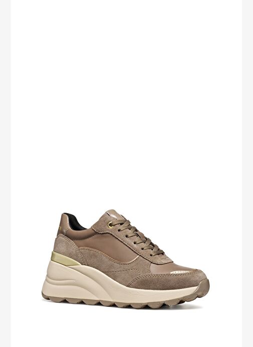 Geox Kadın Vizon D Spherıca Ec13 A - Nappa+Sued Bağcıklı Dolgu Topuklu Deri Spor Sneaker D45WAA08522 - Görsel 4