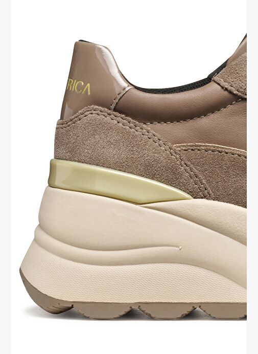 Geox Kadın Vizon D Spherıca Ec13 A - Nappa+Sued Bağcıklı Dolgu Topuklu Deri Spor Sneaker D45WAA08522 - Görsel 9