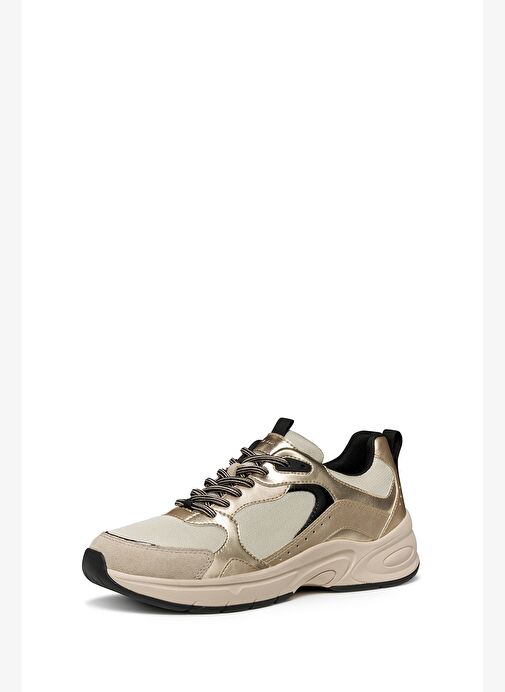 Geox Kadın Bej D Zarvıa A - Mesh+Pearl.Gbk Bağcıklı Kalın Tabanlı Deri Sneaker D55YLA014AJC1S2L - Görsel 5