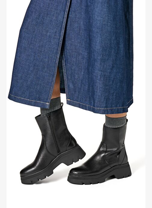 Geox Kadın Siyah D Pluette Fermuarlı Kalın Tabanlı Deri Bot D565MB04654C9999 - Görsel 3