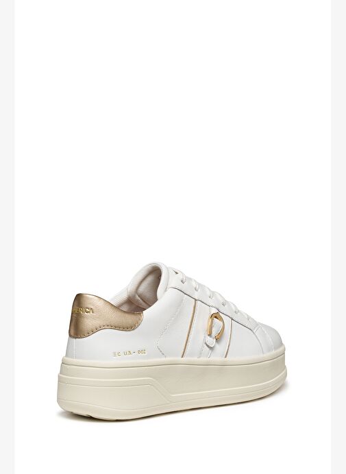 Geox Kadın Beyaz D Spherıca Ecub-2 B - Nappa+Me Bağcıklı Kalın Tabanlı Deri Sneaker D56WVB085Y2C1327 - Görsel 5