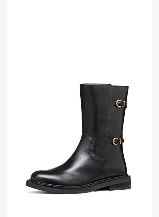 Geox Kadın Siyah D Serılda B - Smo.Lea Fermuarlı Tokalı Deri Çizme D56WYB00043C9999 - Görsel 5