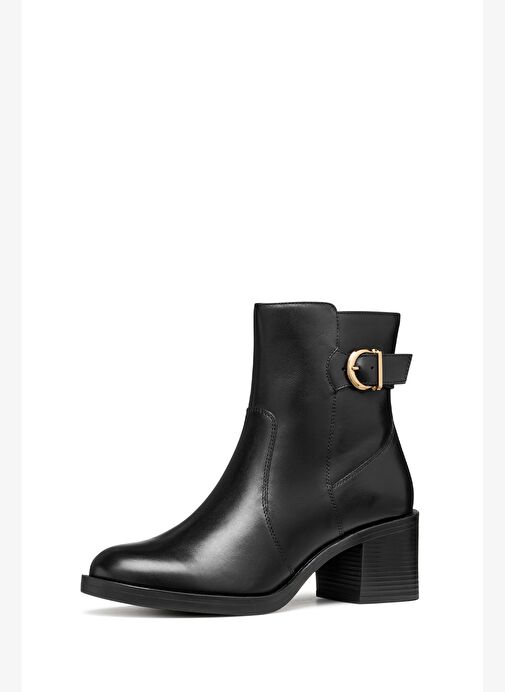 Geox Kadın Siyah D Serılda 60 A - Smo.Lea Tokalı Fermuarlı Topuklu Deri Bot D56XXA00043C9999 - Görsel 5