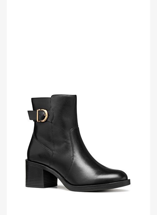 Geox Kadın Siyah D Serılda 60 A - Smo.Lea Tokalı Fermuarlı Topuklu Deri Bot D56XXA00043C9999 - Görsel 7