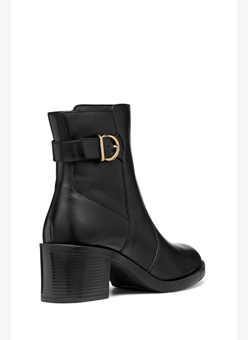 Geox Kadın Siyah D Serılda 60 A - Smo.Lea Tokalı Fermuarlı Topuklu Deri Bot D56XXA00043C9999 - Görsel 9