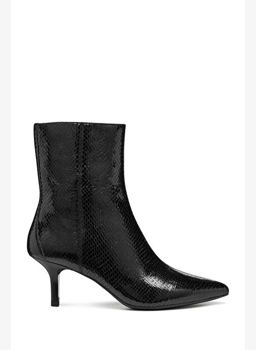 Geox Kadın Siyah D Kleopy B - Metal.Goat Fermuarlı Desenli İnce Topuklu Deri Bot D56YBB000KYC9999 - Görsel 2