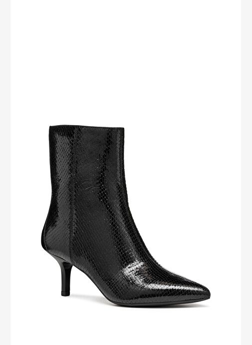 Geox Kadın Siyah D Kleopy B - Metal.Goat Fermuarlı Desenli İnce Topuklu Deri Bot D56YBB000KYC9999 - Görsel 4