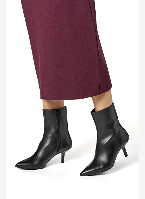 Geox Kadın Siyah D Kleopy B - Nappa Sheep Lea Fermuarlı İnce Topuklu Deri Bot D56YBB000TUC9999 - Görsel 3