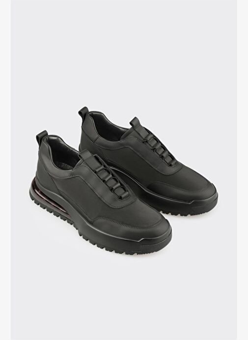 Siyah Deri Erkek Spor Ayakkabı - Görsel 3