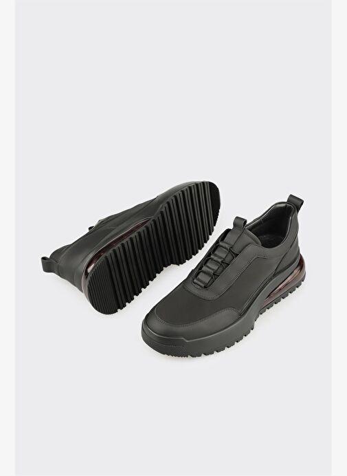 Siyah Deri Erkek Spor Ayakkabı - Görsel 4