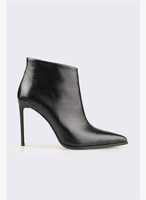 Siyah Deri Kadın Klasik Bot - Görsel 2