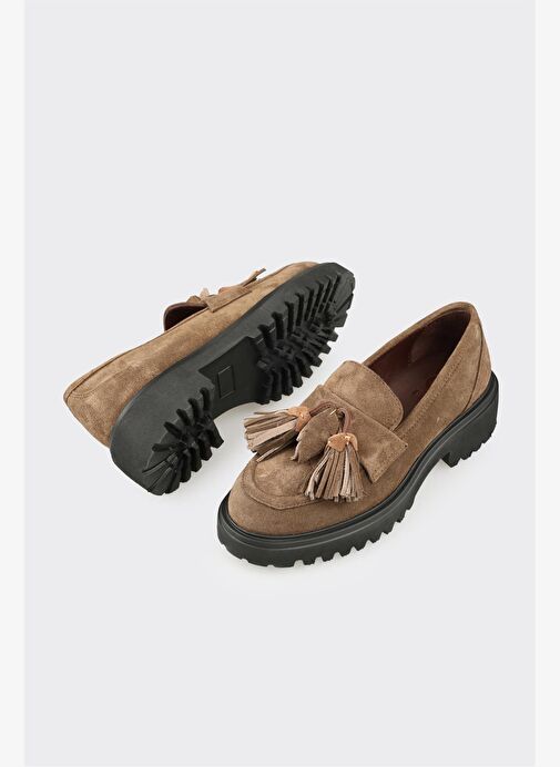 Haki Deri Kadın Günlük Ayakkabı - Görsel 4