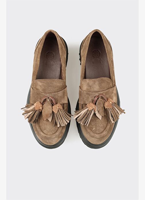 Haki Deri Kadın Günlük Ayakkabı - Görsel 5