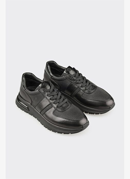 Siyah Deri Erkek Günlük Ayakkabı - Görsel 3