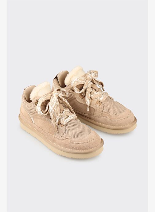 Bej Deri Kadın Günlük Ayakkabı - Görsel 3