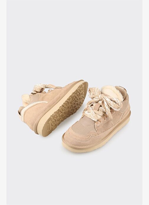 Bej Deri Kadın Günlük Ayakkabı - Görsel 4