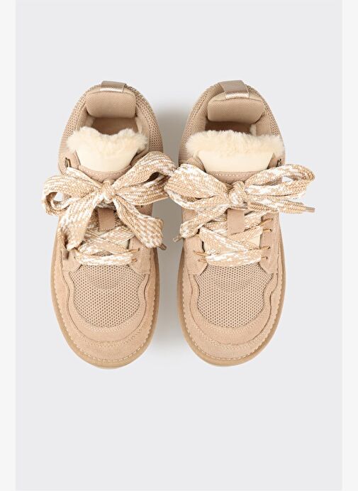 Bej Deri Kadın Günlük Ayakkabı - Görsel 5