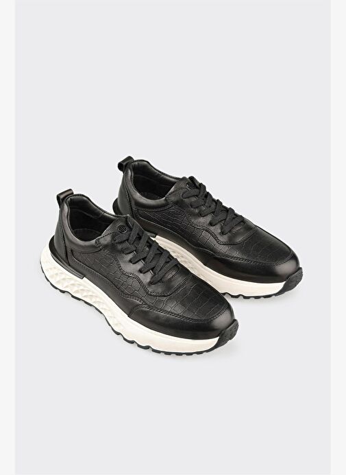 Siyah Deri Erkek Günlük Ayakkabı - Görsel 3