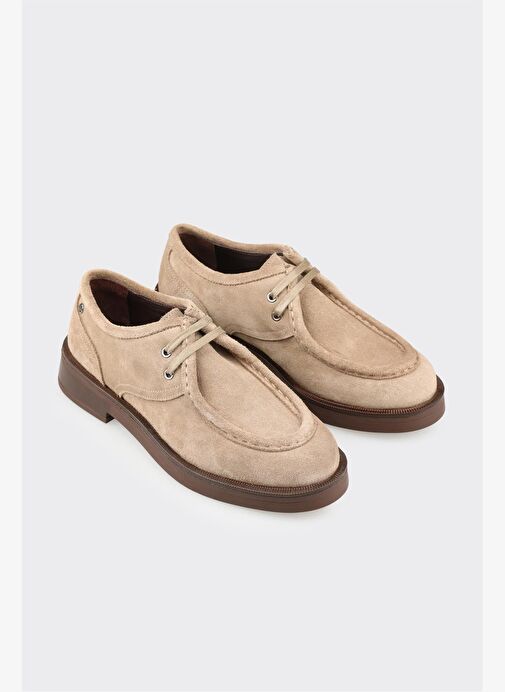 Vizon Deri Kadın Günlük Bağcıklı Ayakkabı - Görsel 3