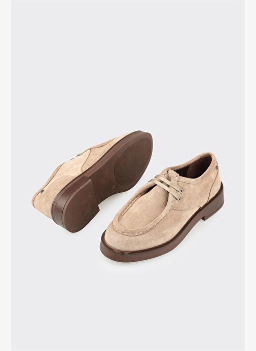 Vizon Deri Kadın Günlük Bağcıklı Ayakkabı - Görsel 4