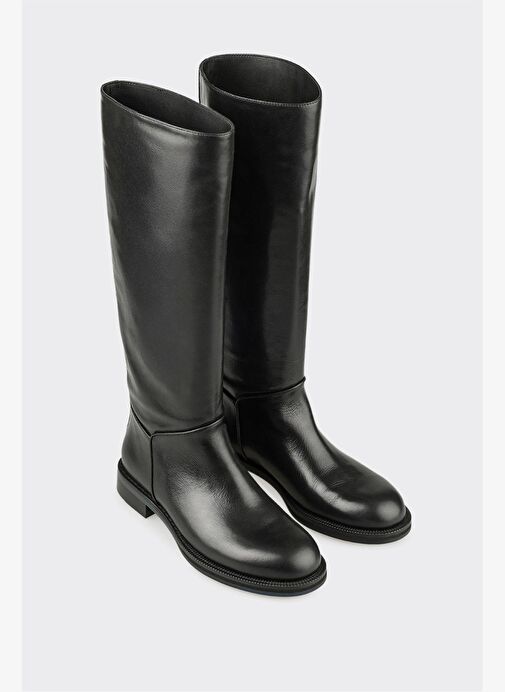 Siyah Deri Kadın Çizme - Görsel 3