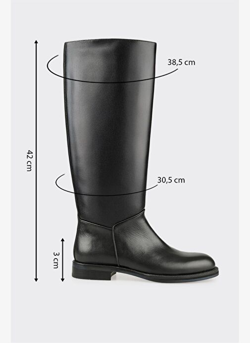 Siyah Deri Kadın Çizme - Görsel 6