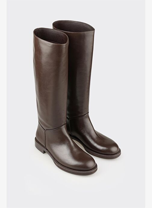 Kahve Deri Kadın Çizme - Görsel 3