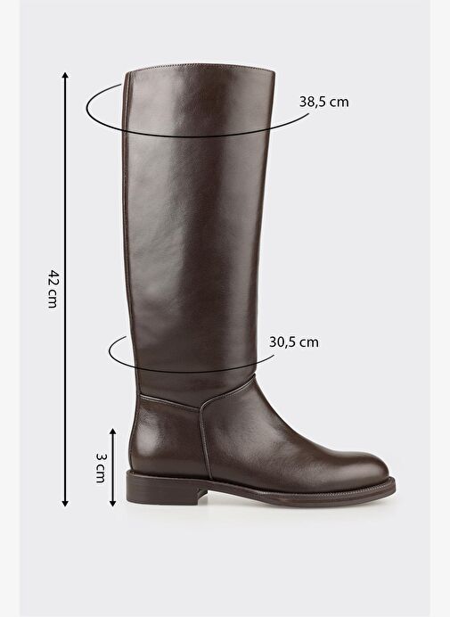 Kahve Deri Kadın Çizme - Görsel 6
