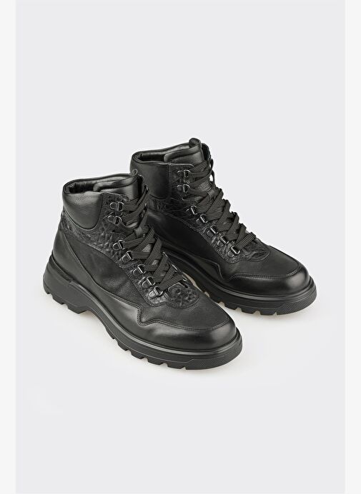 Siyah Deri Erkek Spor Bot - Görsel 3