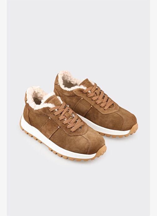 Taba Deri Kadın Spor Ayakkabı - Görsel 3