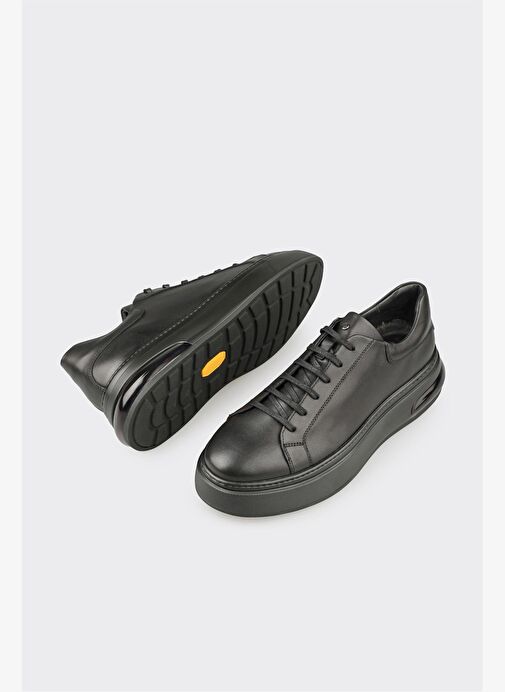 Siyah Deri Erkek Günlük Ayakkabı - Görsel 4