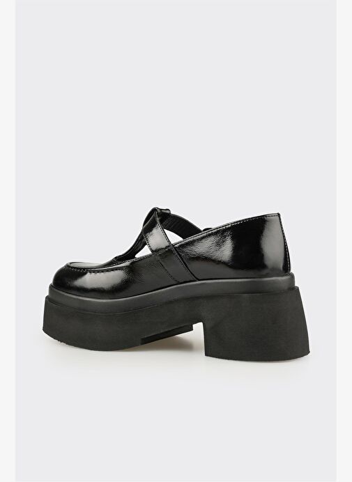 Siyah Deri Kadın Topuklu Ayakkabı - Görsel 4