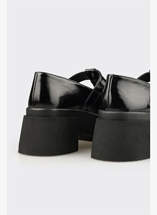 Siyah Deri Kadın Topuklu Ayakkabı - Görsel 5