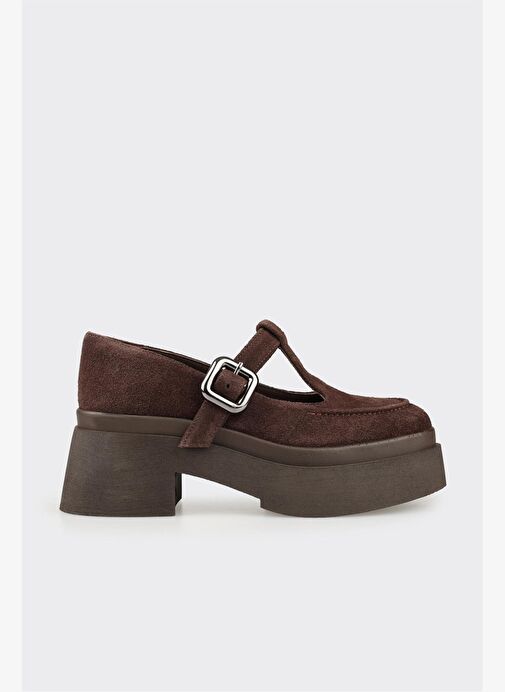 Kahve Deri Kadın Topuklu Ayakkabı - Görsel 2