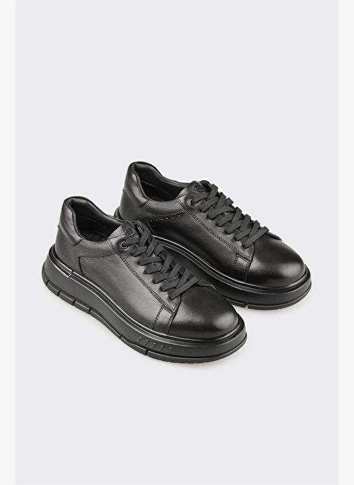 Siyah Deri Erkek Günlük Ayakkabı - Görsel 3