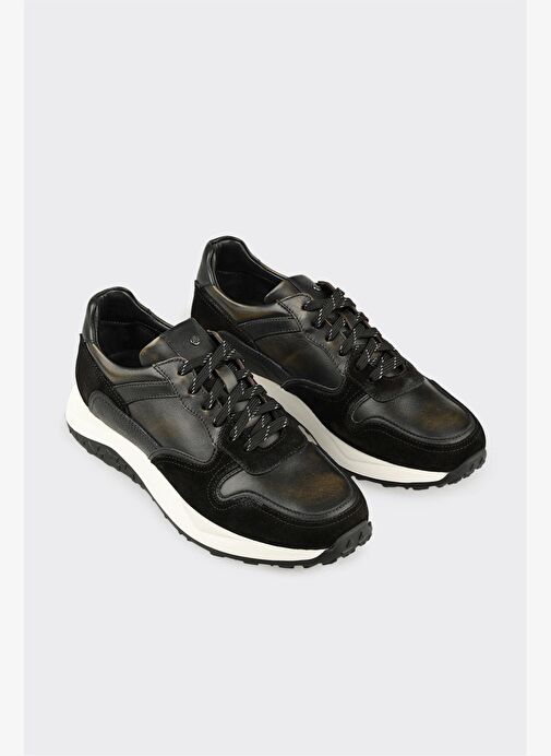 Siyah Deri Erkek Spor Ayakkabı - Görsel 3