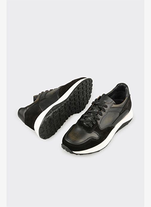 Siyah Deri Erkek Spor Ayakkabı - Görsel 4