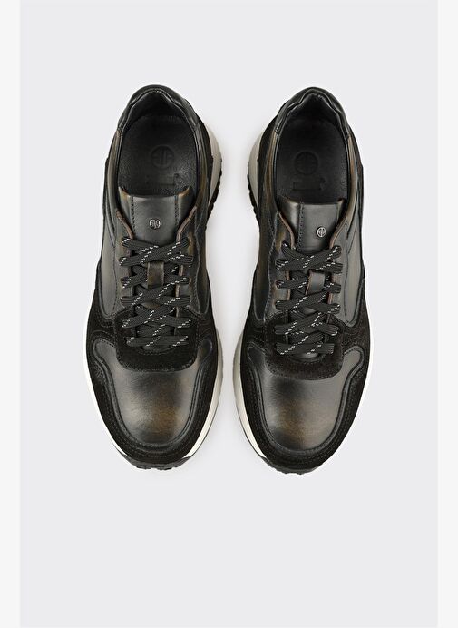 Siyah Deri Erkek Spor Ayakkabı - Görsel 5