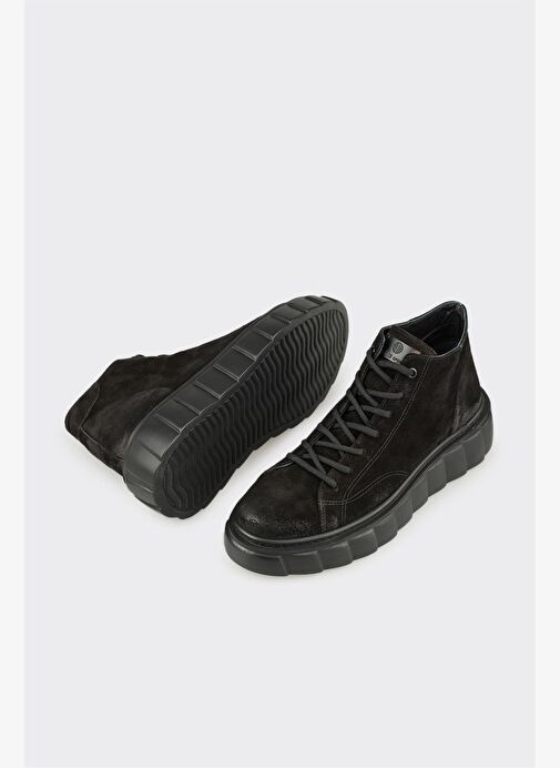 Siyah Deri Erkek Spor Bot - Görsel 4