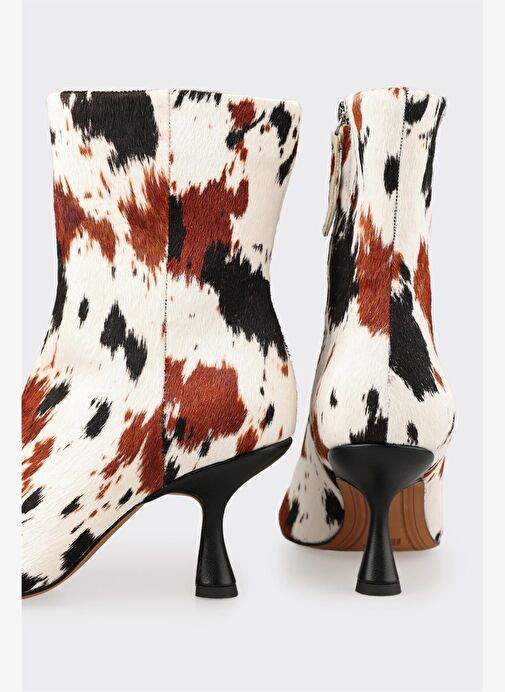 Multi Hayvan Desenli Deri Kadın Klasik Bot - Görsel 5