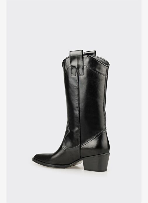 Siyah Deri Kadın Western Çizme - Görsel 4