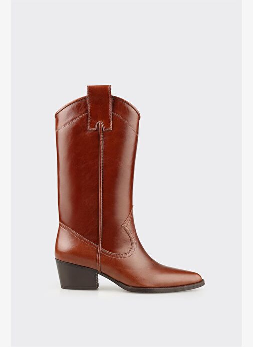 Taba Deri Kadın Western Çizme - Görsel 2