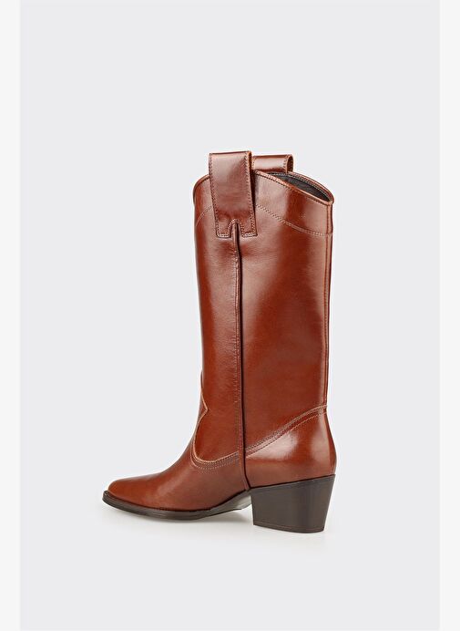 Taba Deri Kadın Western Çizme - Görsel 4
