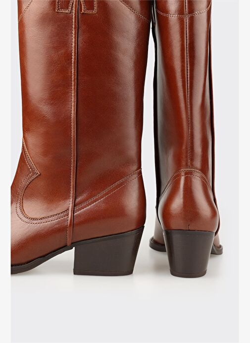 Taba Deri Kadın Western Çizme - Görsel 5