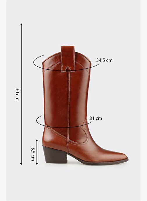 Taba Deri Kadın Western Çizme - Görsel 6