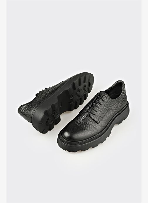 Siyah Deri Erkek Günlük Ayakkabı - Görsel 4
