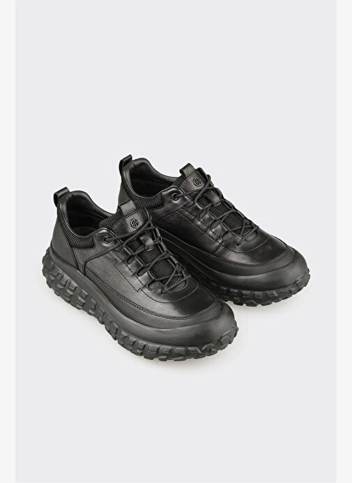 Siyah Deri Erkek Spor Ayakkabı - Görsel 3