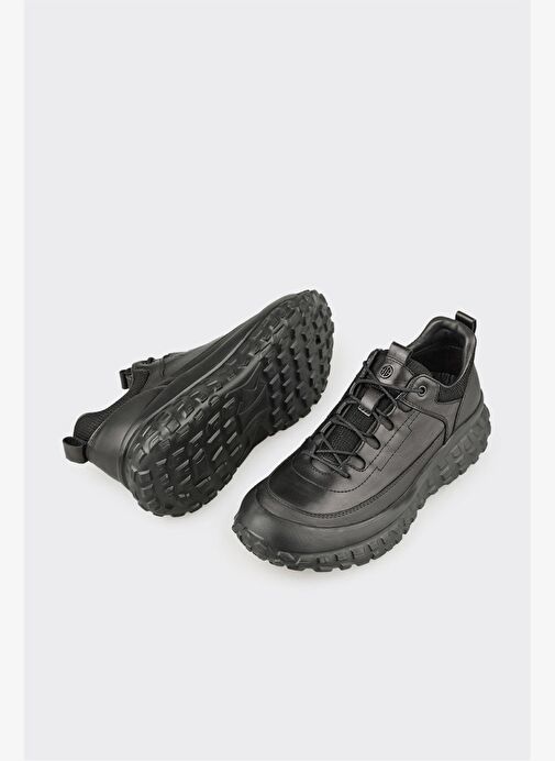 Siyah Deri Erkek Spor Ayakkabı - Görsel 4