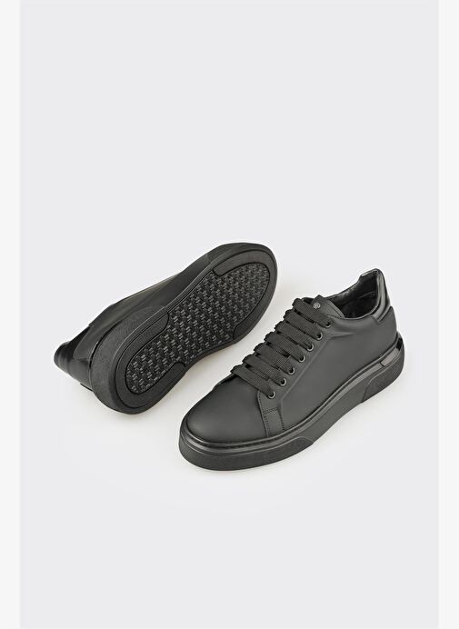 Siyah Deri Erkek Spor Ayakkabı - Görsel 4